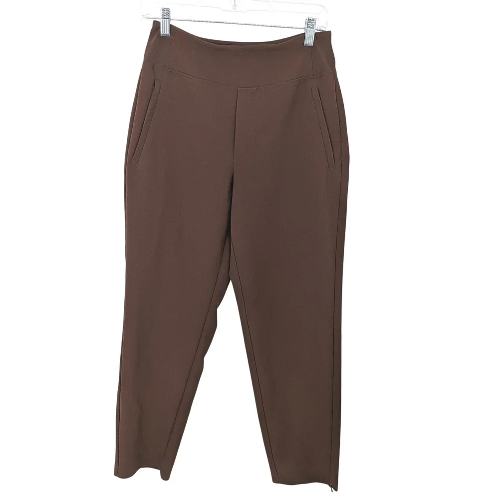 Athleta Brooklyn Ankle Pants Women 4 Brown Tapered Stretch Pockets Athleisure